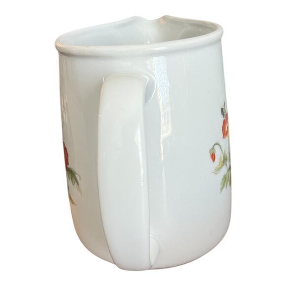 Vintage White Porcelain Floral Creamer Pitcher With Handle & Spout - Picture 5 of 8